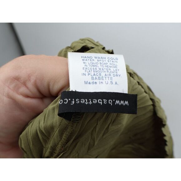 Babette Crinkled Stretch Snap Front Long Sleeve Blouse Shirt Top Size S Green - Picture 4 of 6